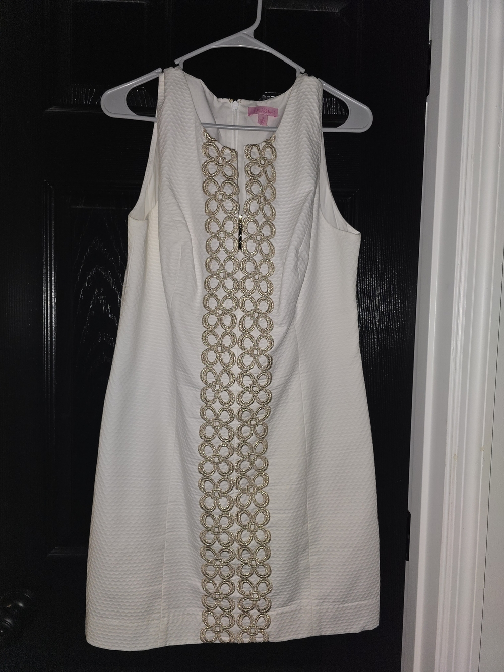 Lilly Pulitzer White Mini Dress with Gold Center Trim